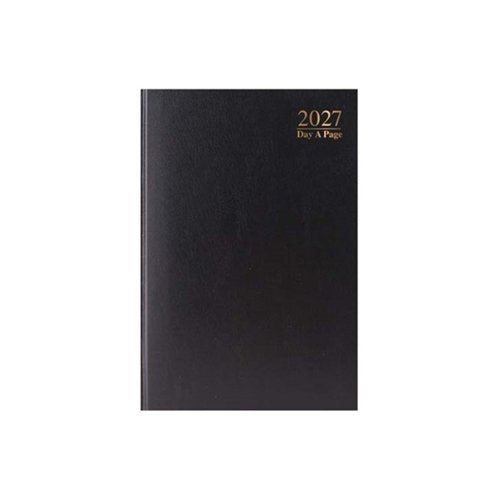 A4 2027 Day a Page Diary - Sat / Sun Split - Black Pack of 1