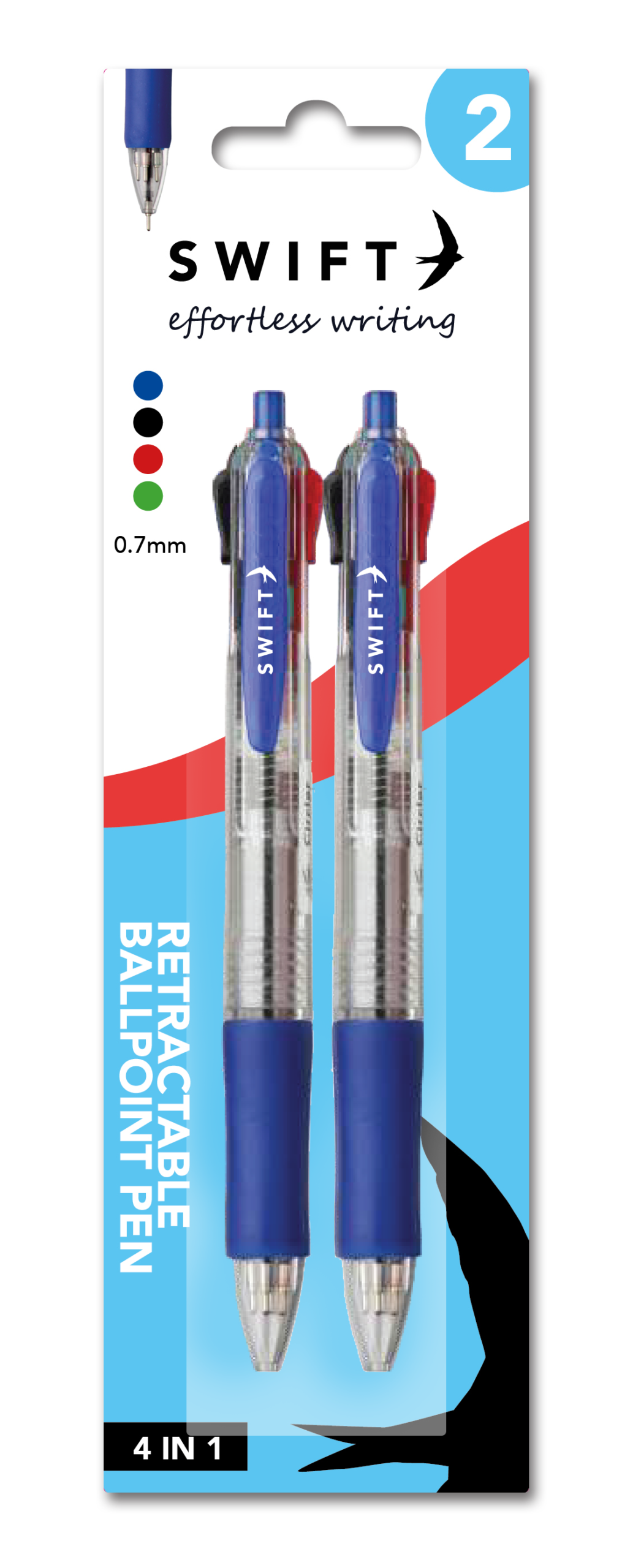Retractable Ballpoint Pens Colour pack of 2