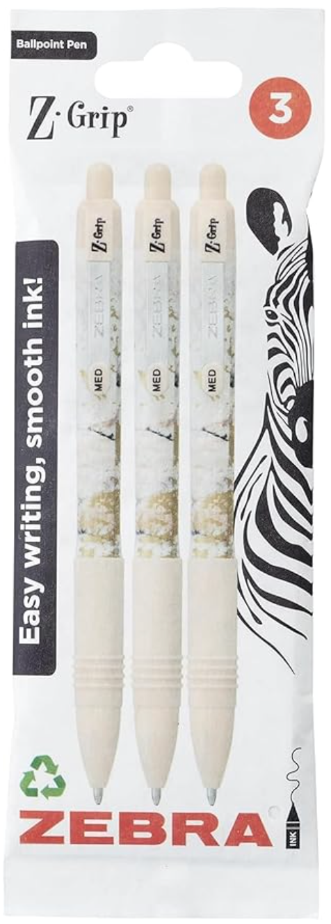 Zebra z grip pink marble pack of 3