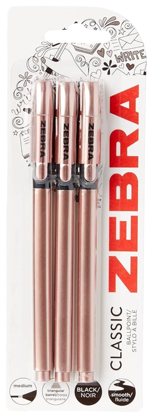 Zebra z grip rose gold pack of 3