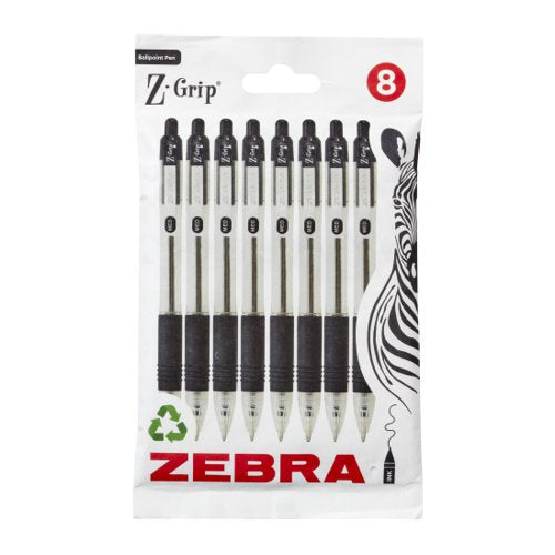 Zebra Ballpoint Black pack of 8 hanging
