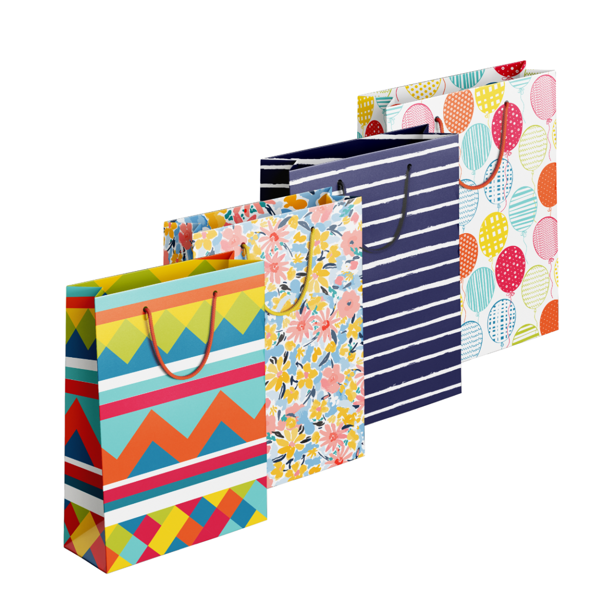 Colourful Patterned Gift Bag Large pack of 6