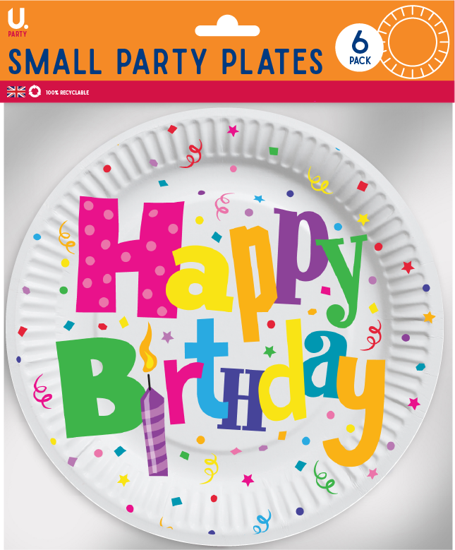 Happy Birthday Small Plates pack of 6