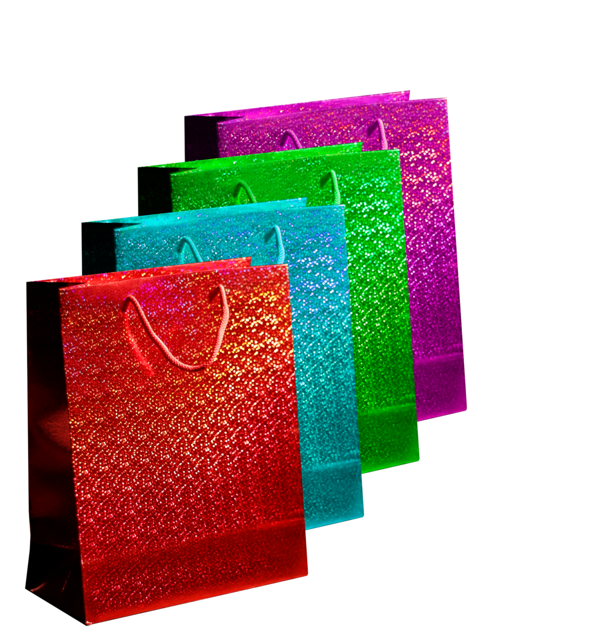 Holographic Bag Red, Green, Blue or Pink XL pack of 6 assorted