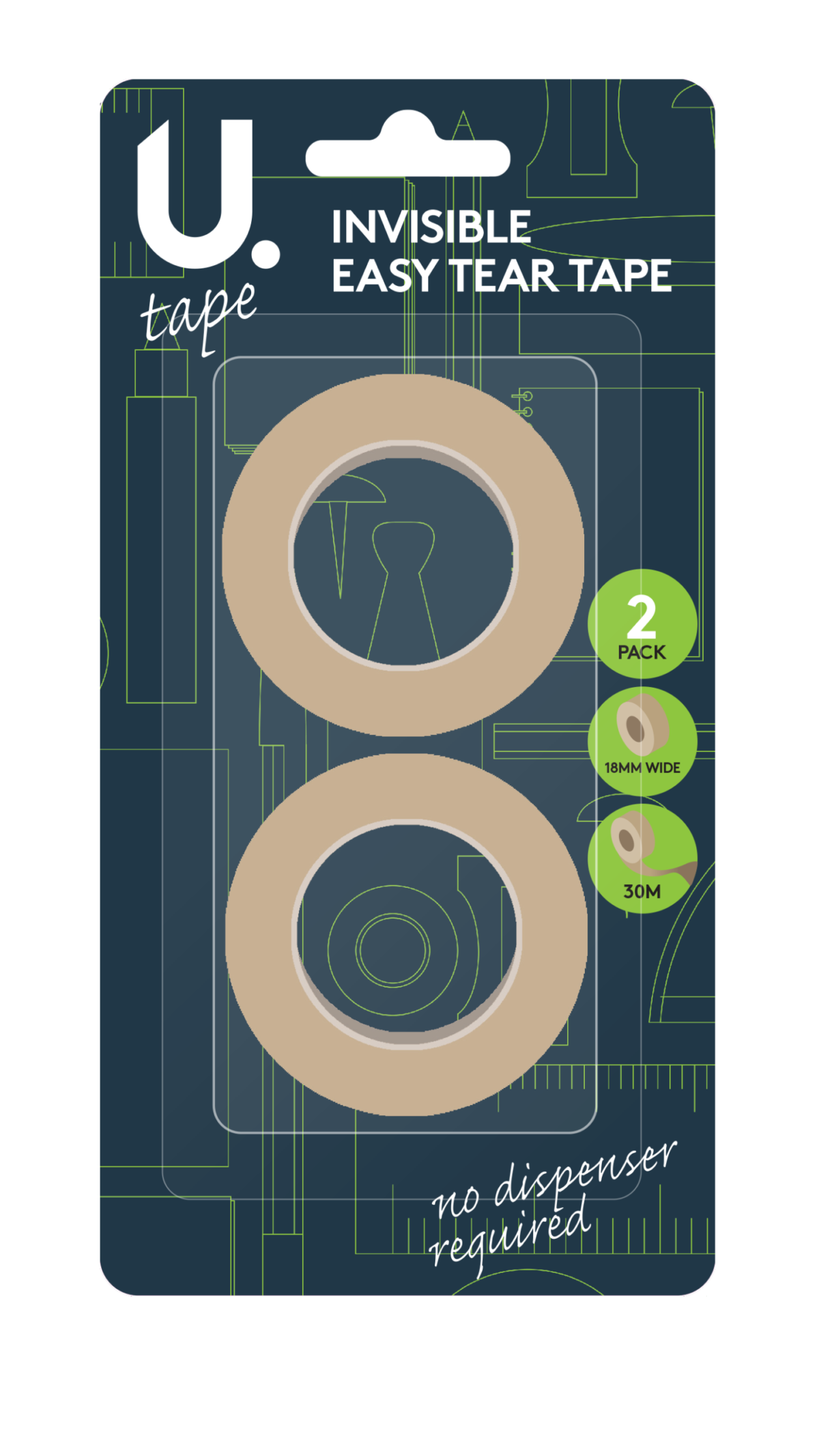 Invisible Easy-Tear Tape pack of 2