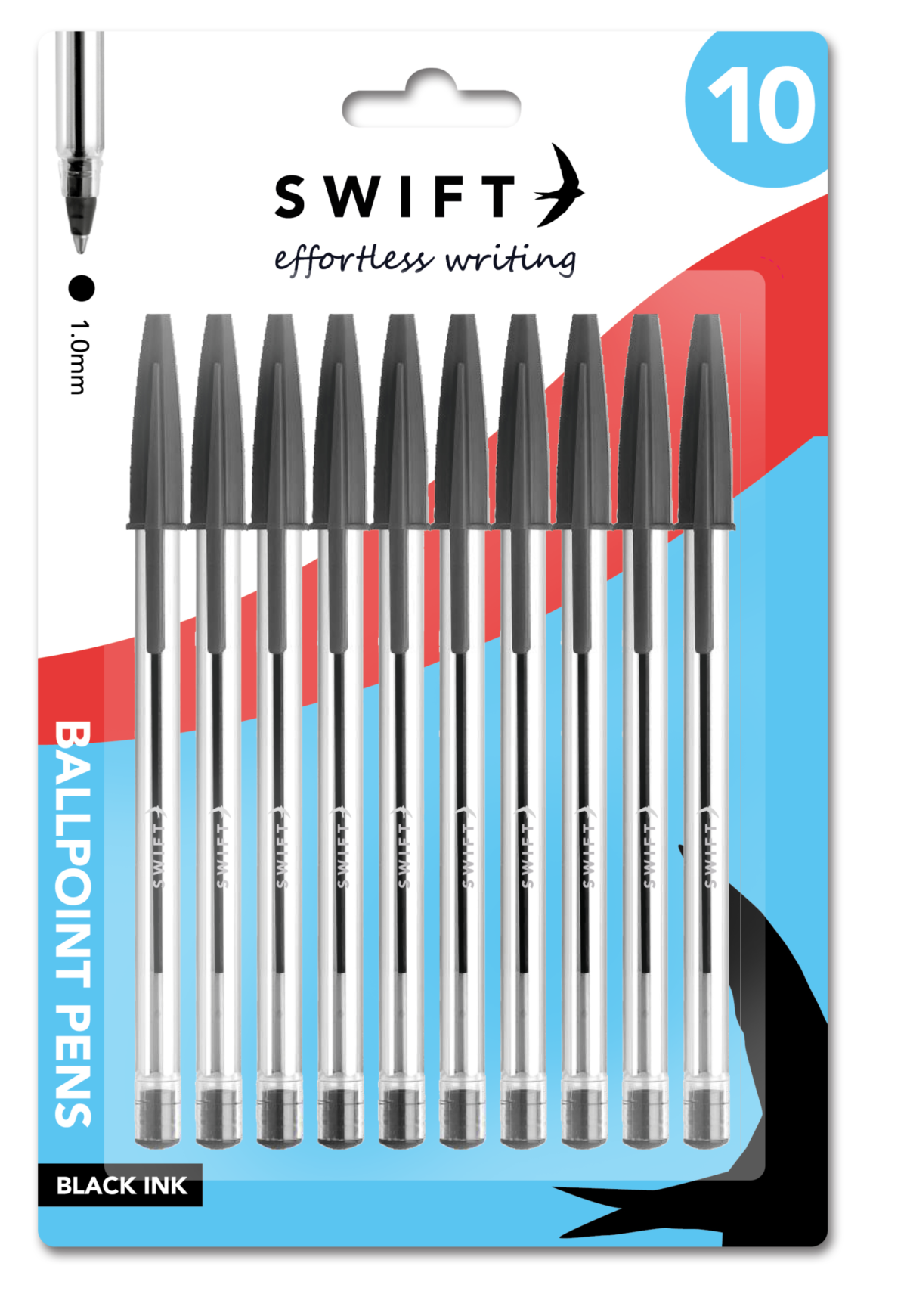Pull Cap Ballpoint Pens Black pack of 10