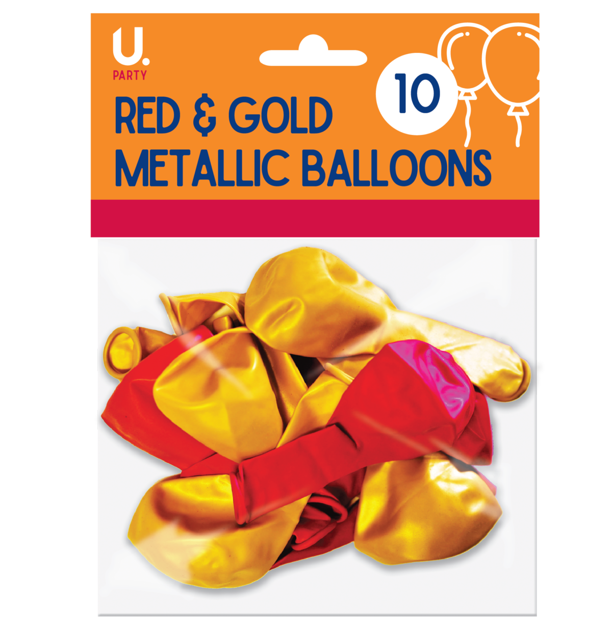 Red and Gold Metallic Balloons pack of 10