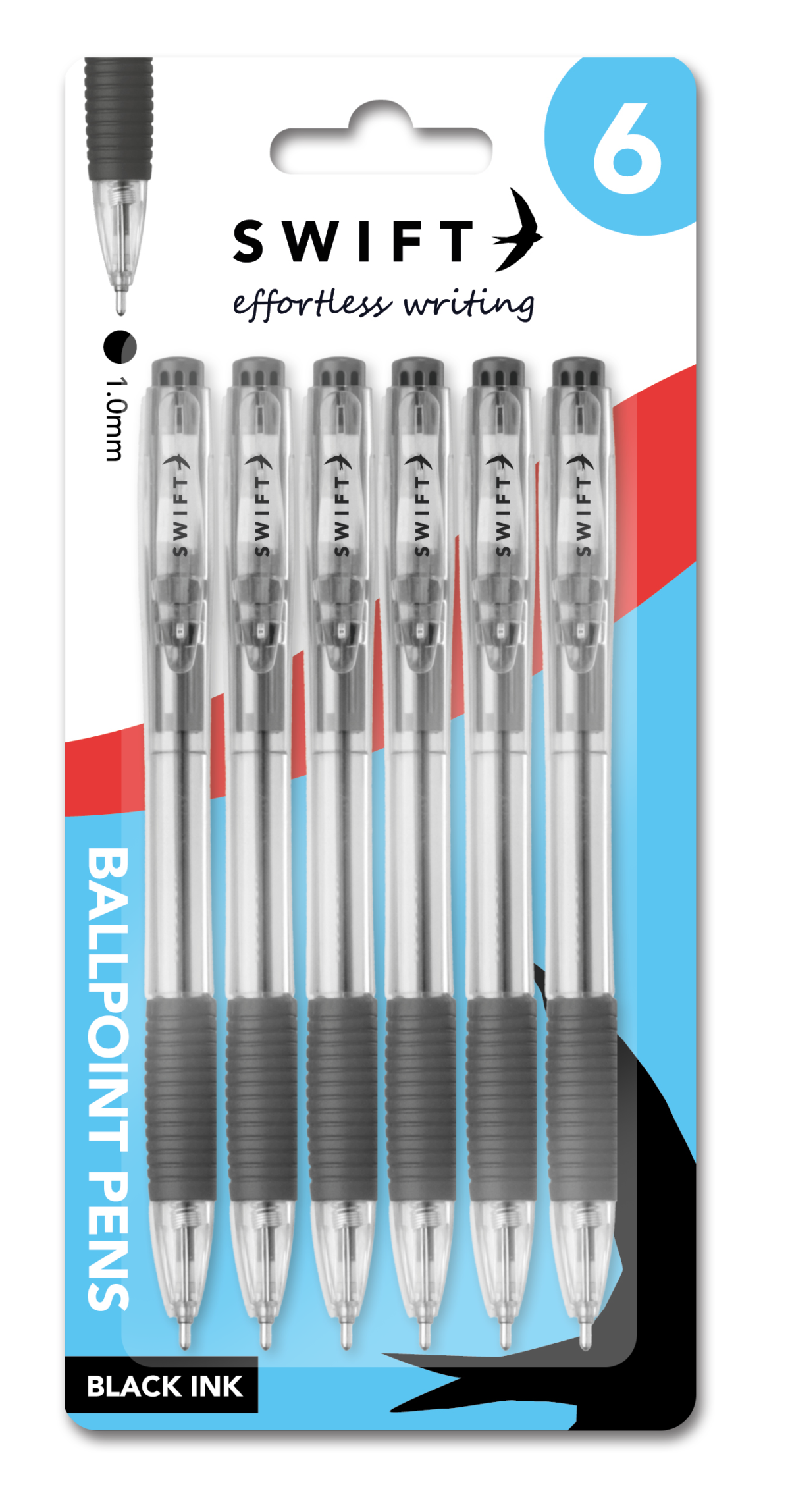Retractable Ballpoint Pens Black pack of 6