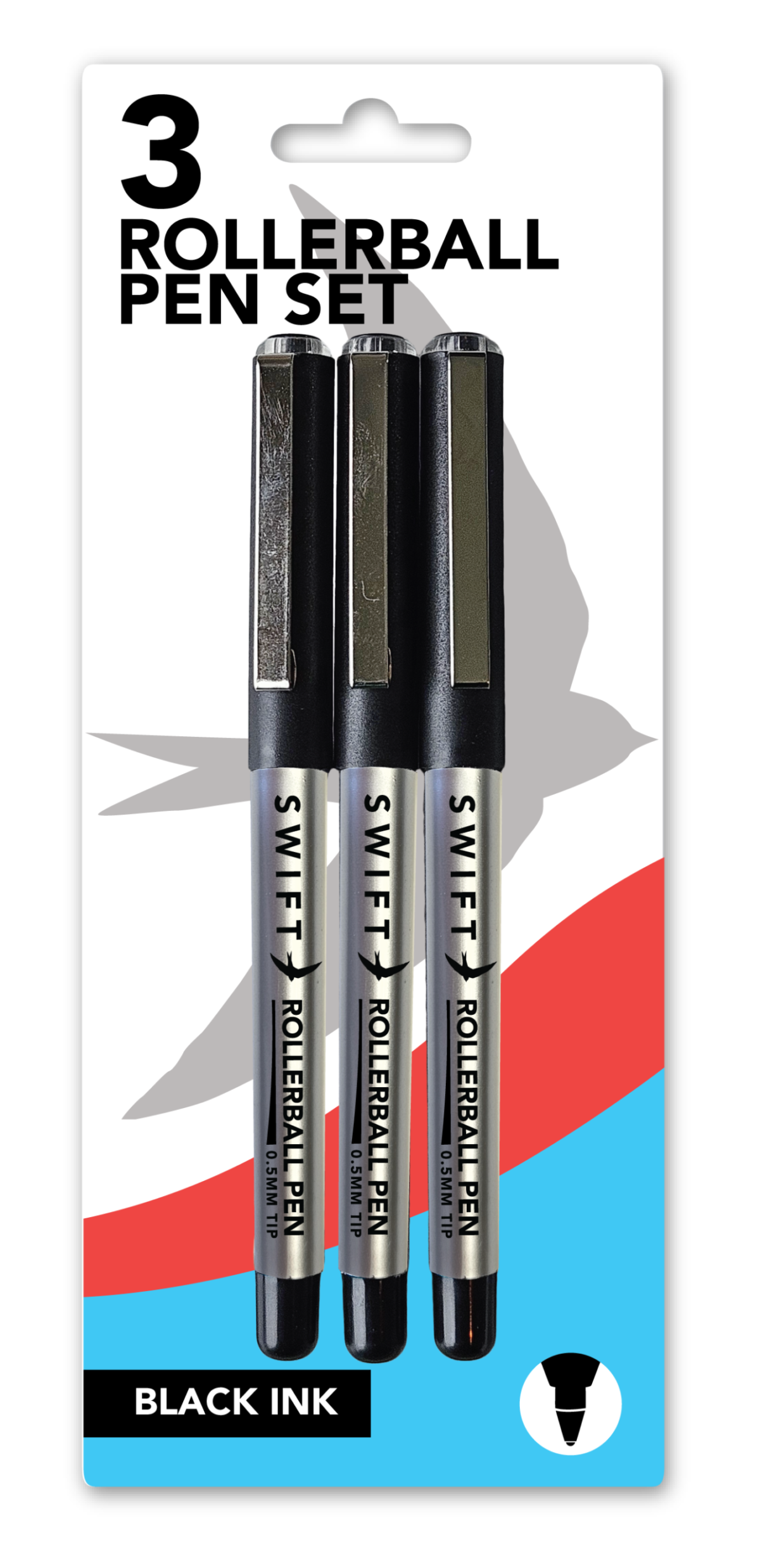 Rollerball Pen Set Black pack of 3